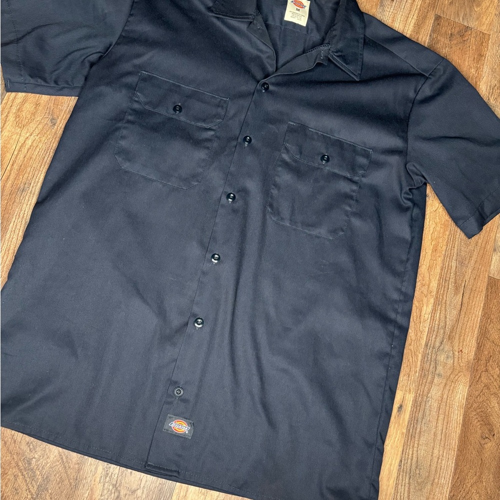 Dickies Men's Navy Short Sleeve Button Down Shirt